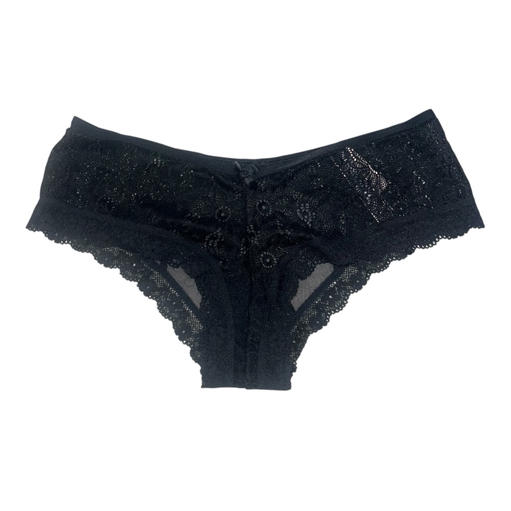 NWT Victoria’s Secret Black Lace Cheeky Panty Medium Sexy Sheer Romantic